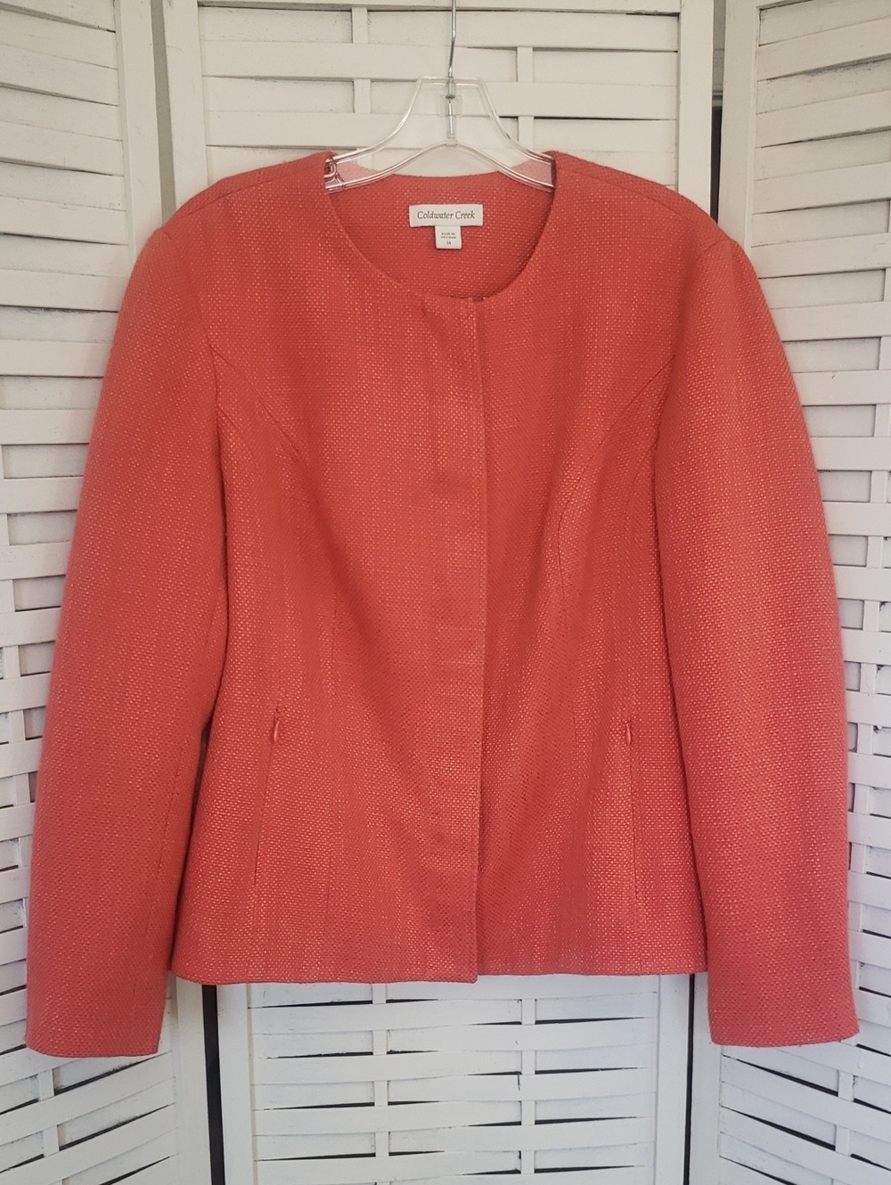 Coldwater Creek Rust Orange Textured Women's Jacket Size 14